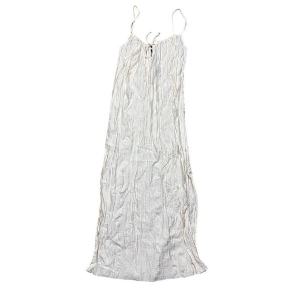 NWT J. Crew Women's Beige Crinkled‎ Side-Slit Midi Dress XXS Summer Casual - Picture 3 of 9